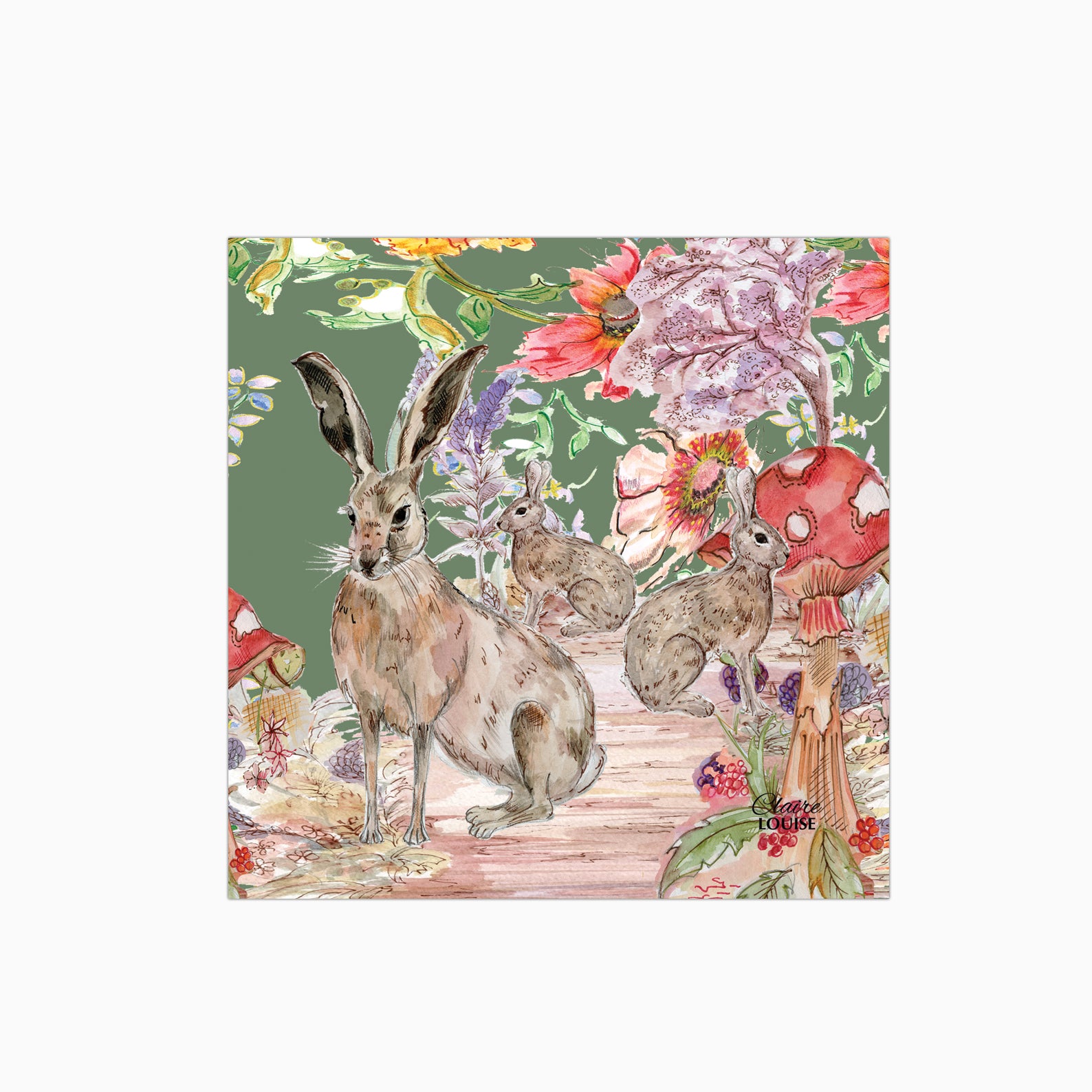 Whimsical Hare Glass Kitchen Splashback