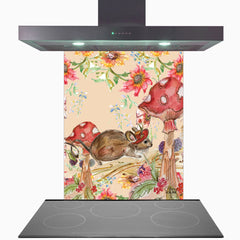 Whimsical Mouse Glass Kitchen Splashback