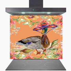 Whimsical Duck Glass Kitchen Splashback