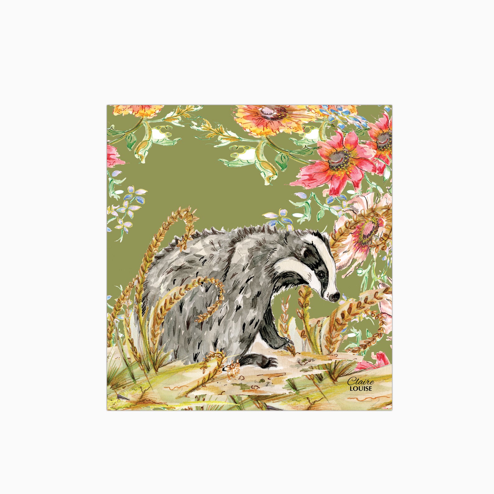 Whimsical Badger Glass Kitchen Splashback