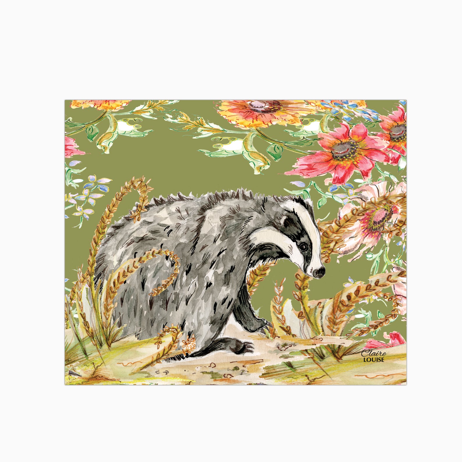 Whimsical Badger Glass Kitchen Splashback