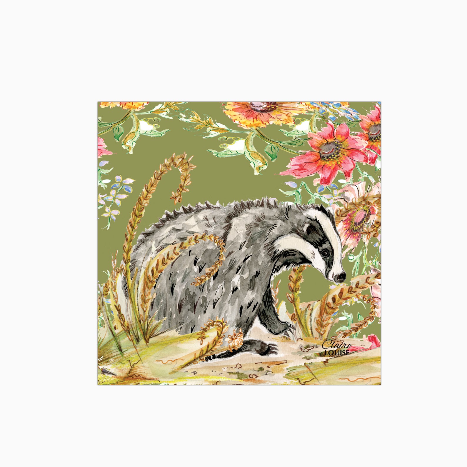 Whimsical Badger Glass Kitchen Splashback