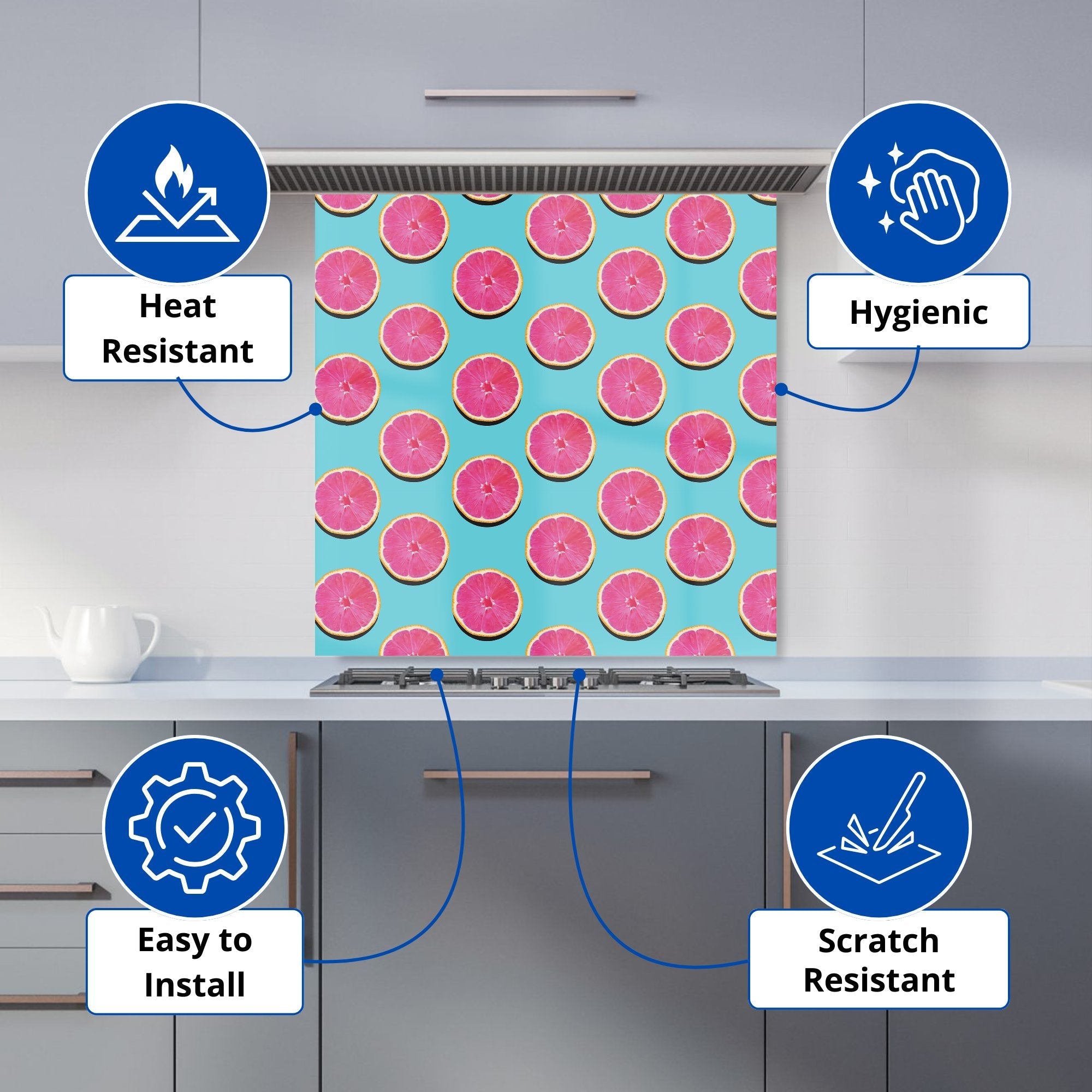 Pink Patterned Kitchen Splashbacks Fruity Pattern Of Pink Grapefruit Kitchen Splashback – Designer Kitchen ...