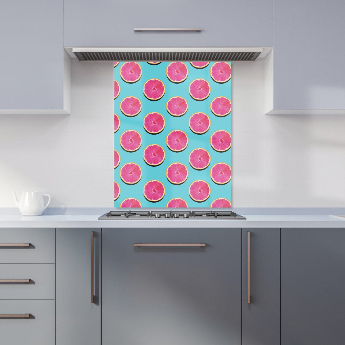 Fruity Pattern Of Pink Grapefruit Kitchen Splashback