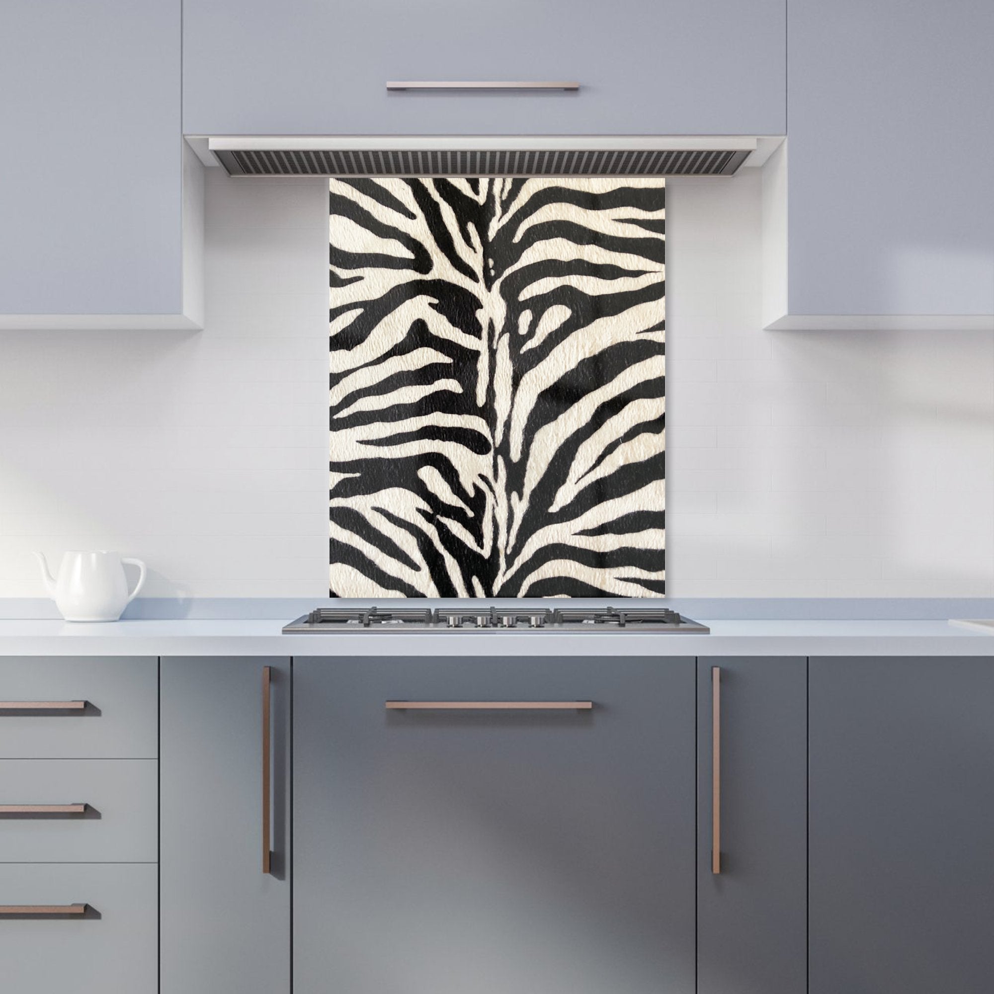 White Tiger Print Kitchen Splashback