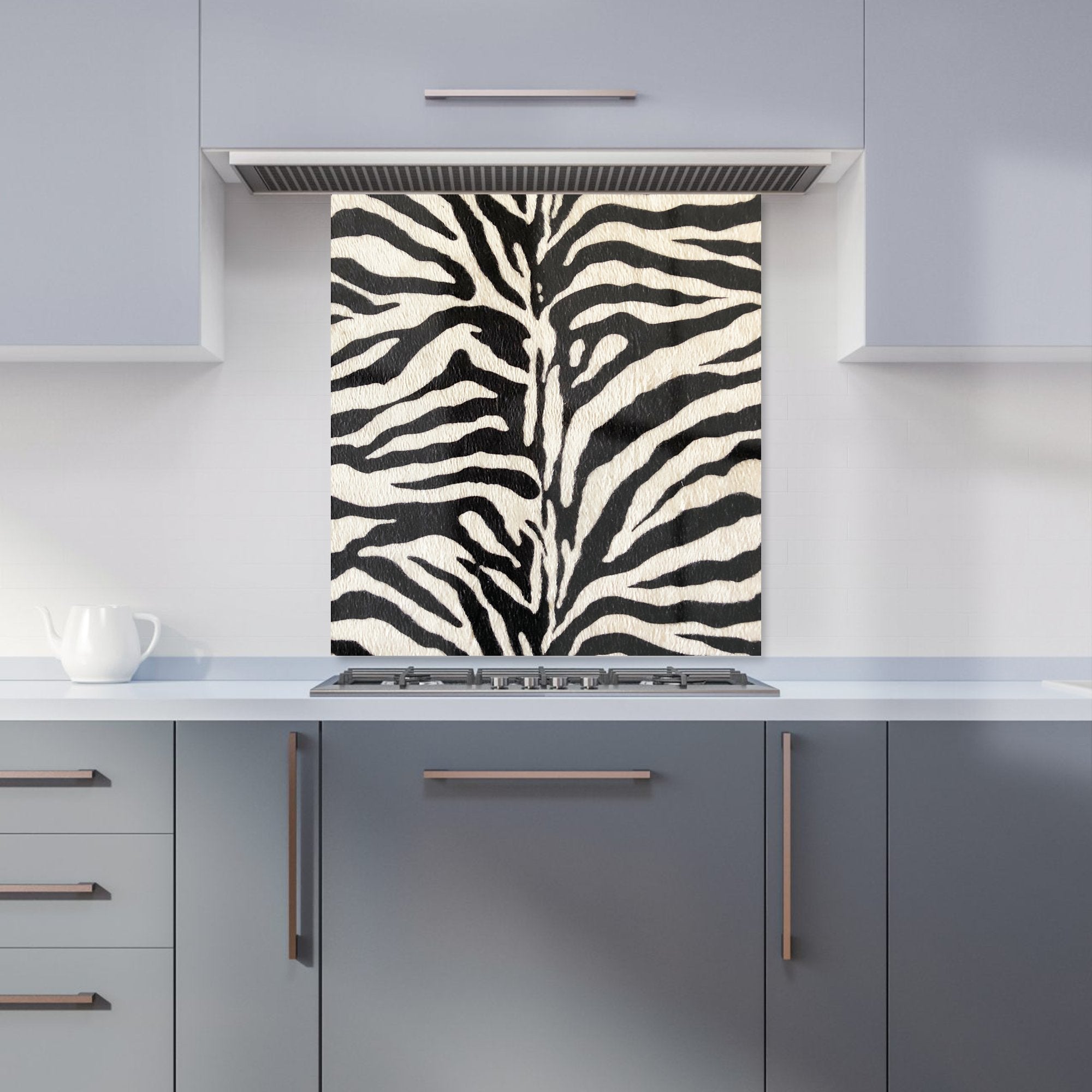 White Tiger Print Kitchen Splashback