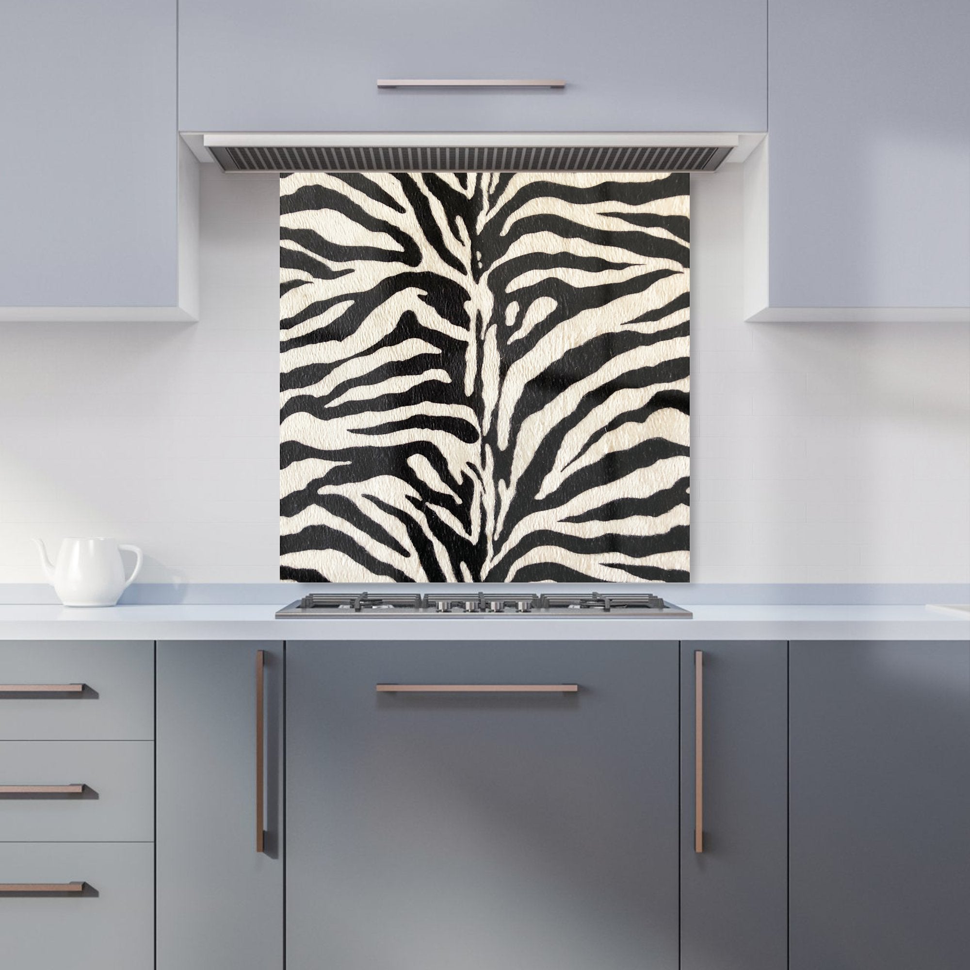White Tiger Print Kitchen Splashback