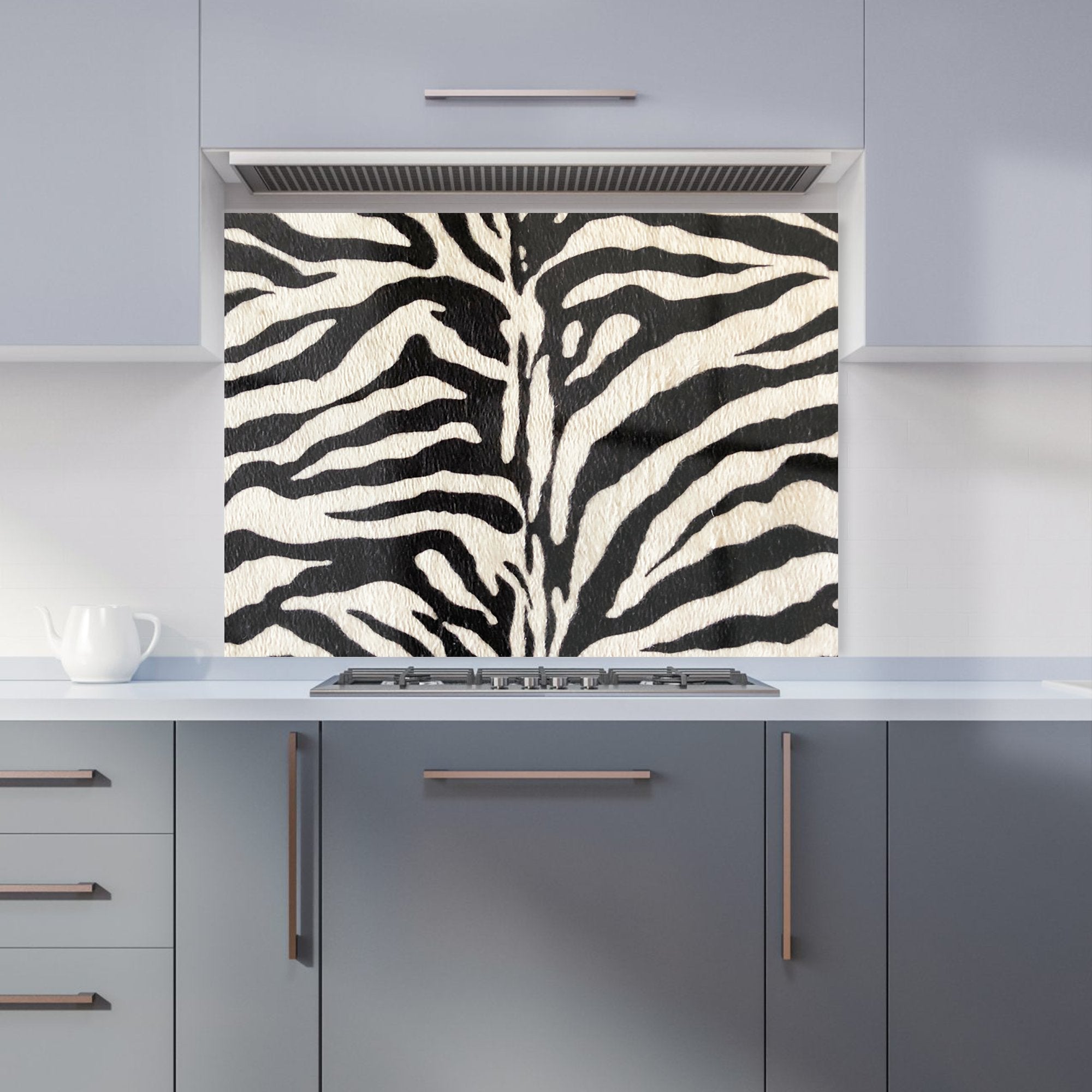 White Tiger Print Kitchen Splashback