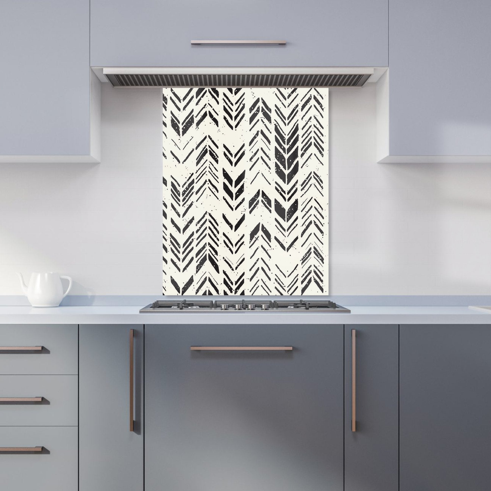 Hand Drawn Chevron Pattern Kitchen Splashback