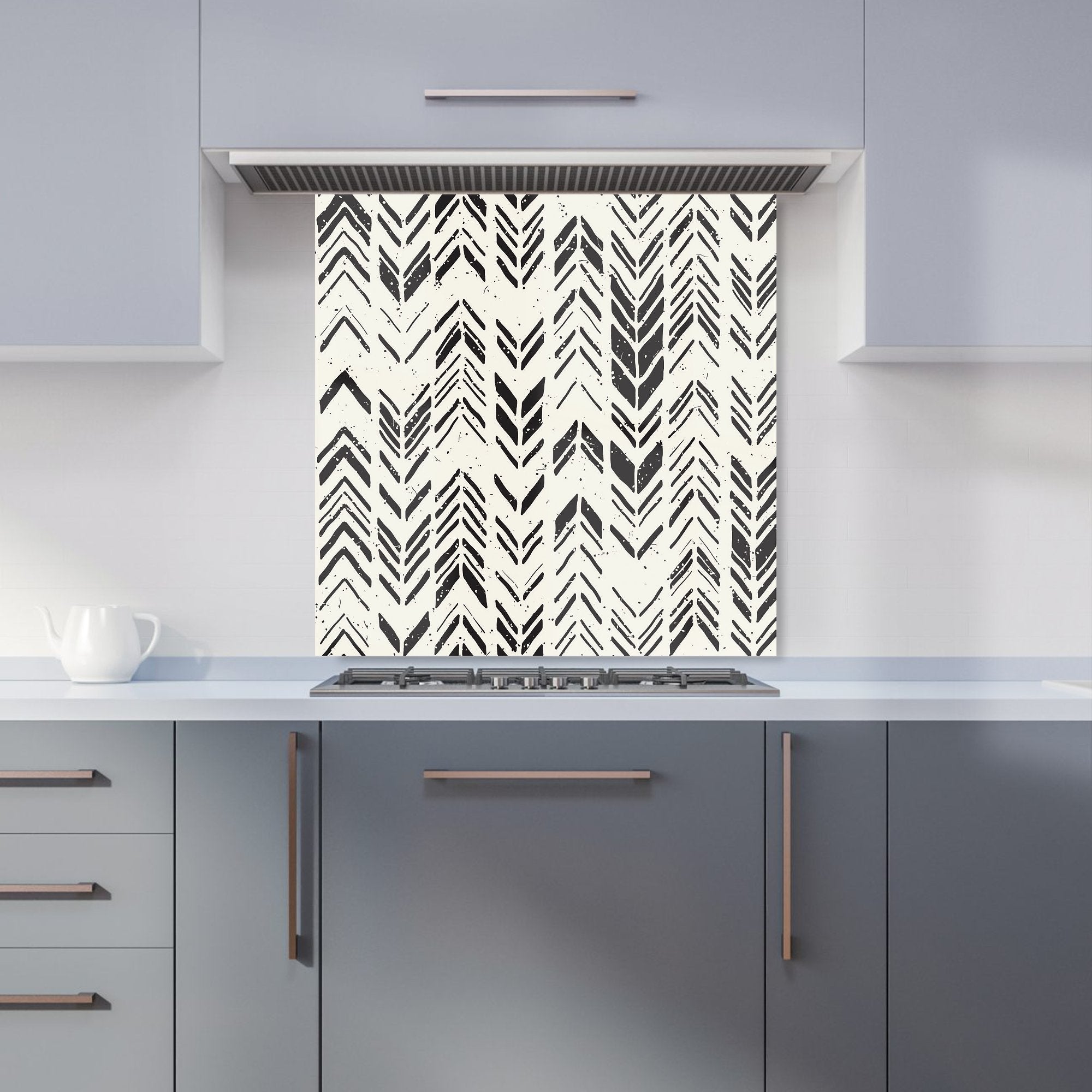 Hand Drawn Chevron Pattern Kitchen Splashback