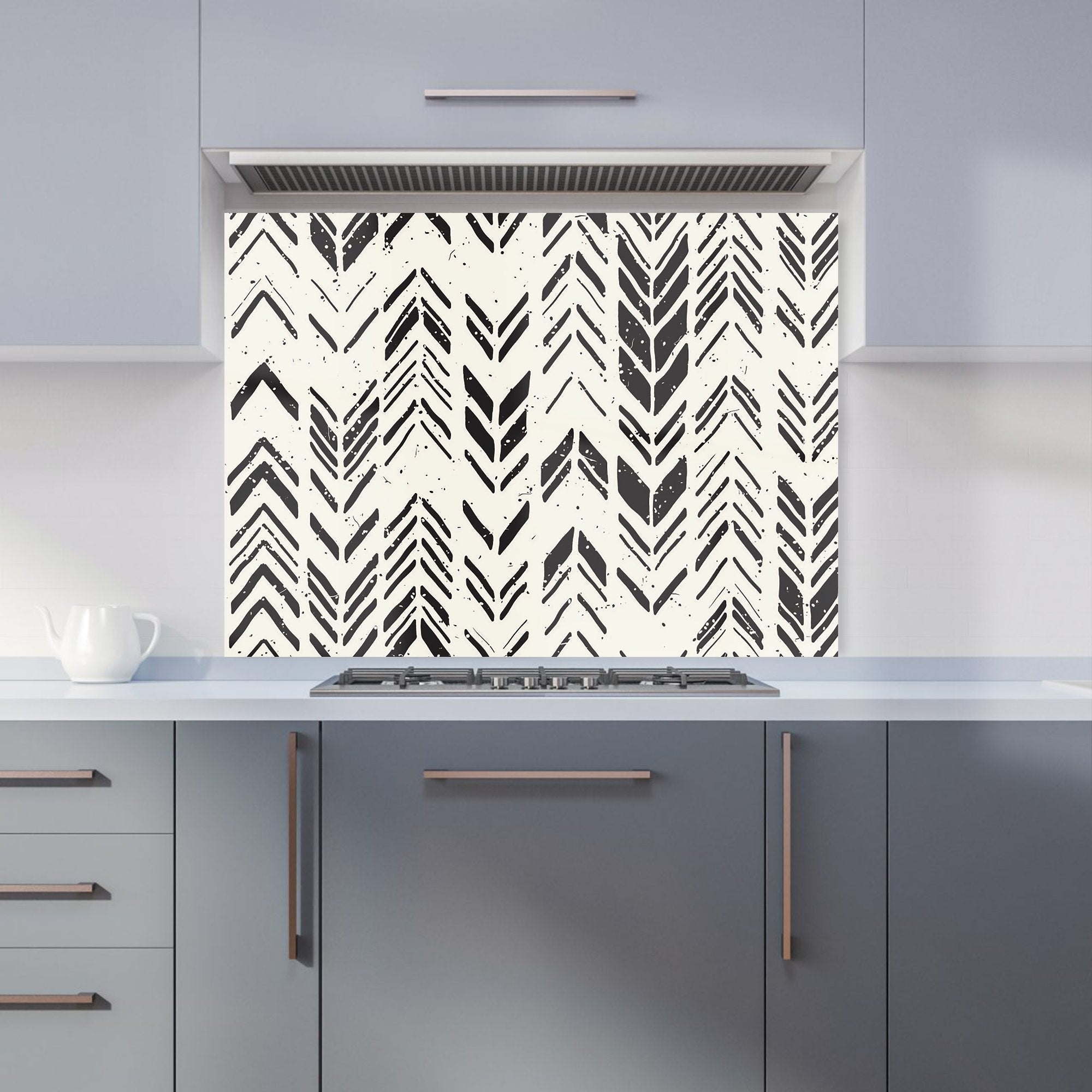 Hand Drawn Chevron Pattern Kitchen Splashback