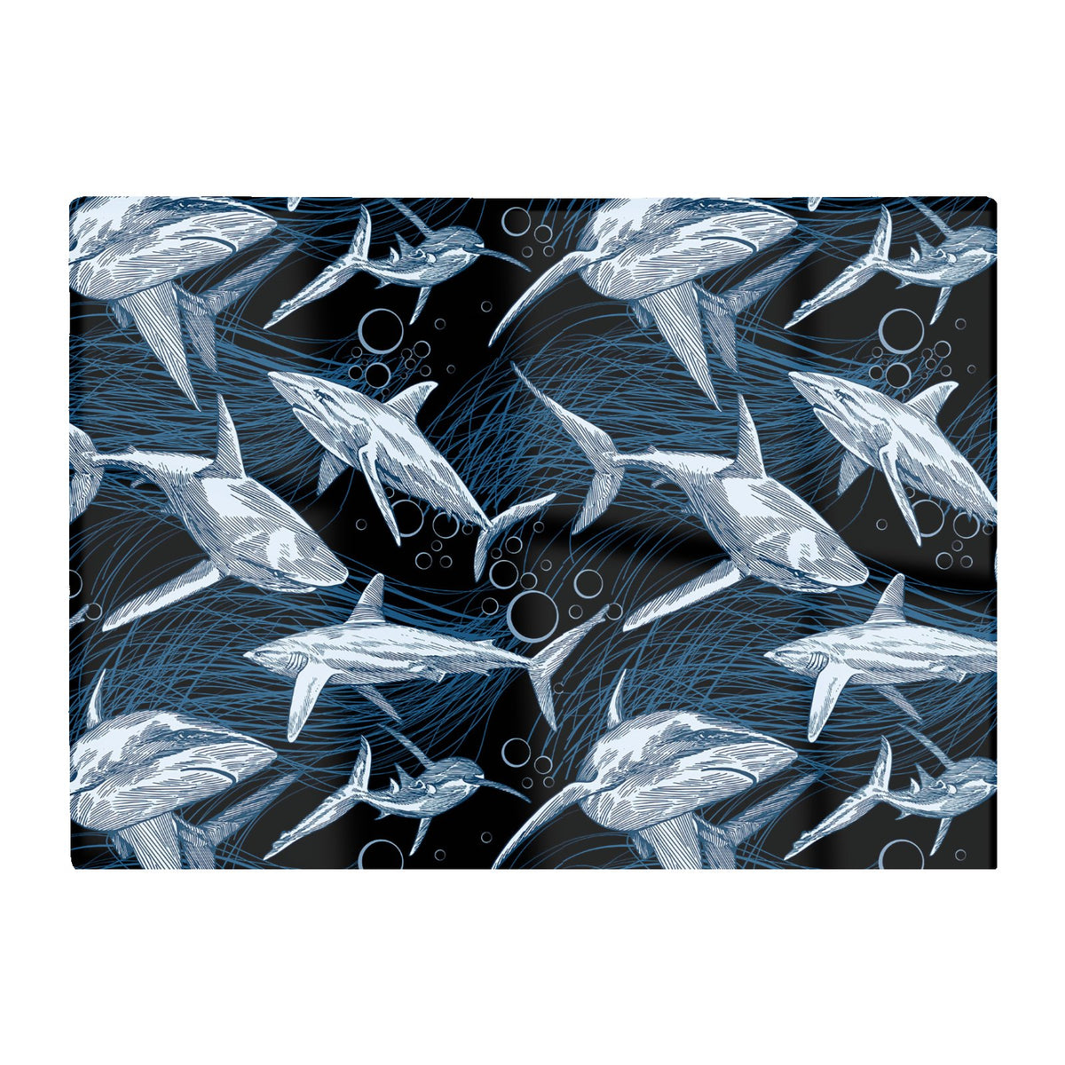 Hand Drawn Shark Pattern Glass Chopping Board