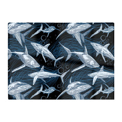 Hand Drawn Shark Pattern Glass Chopping Board