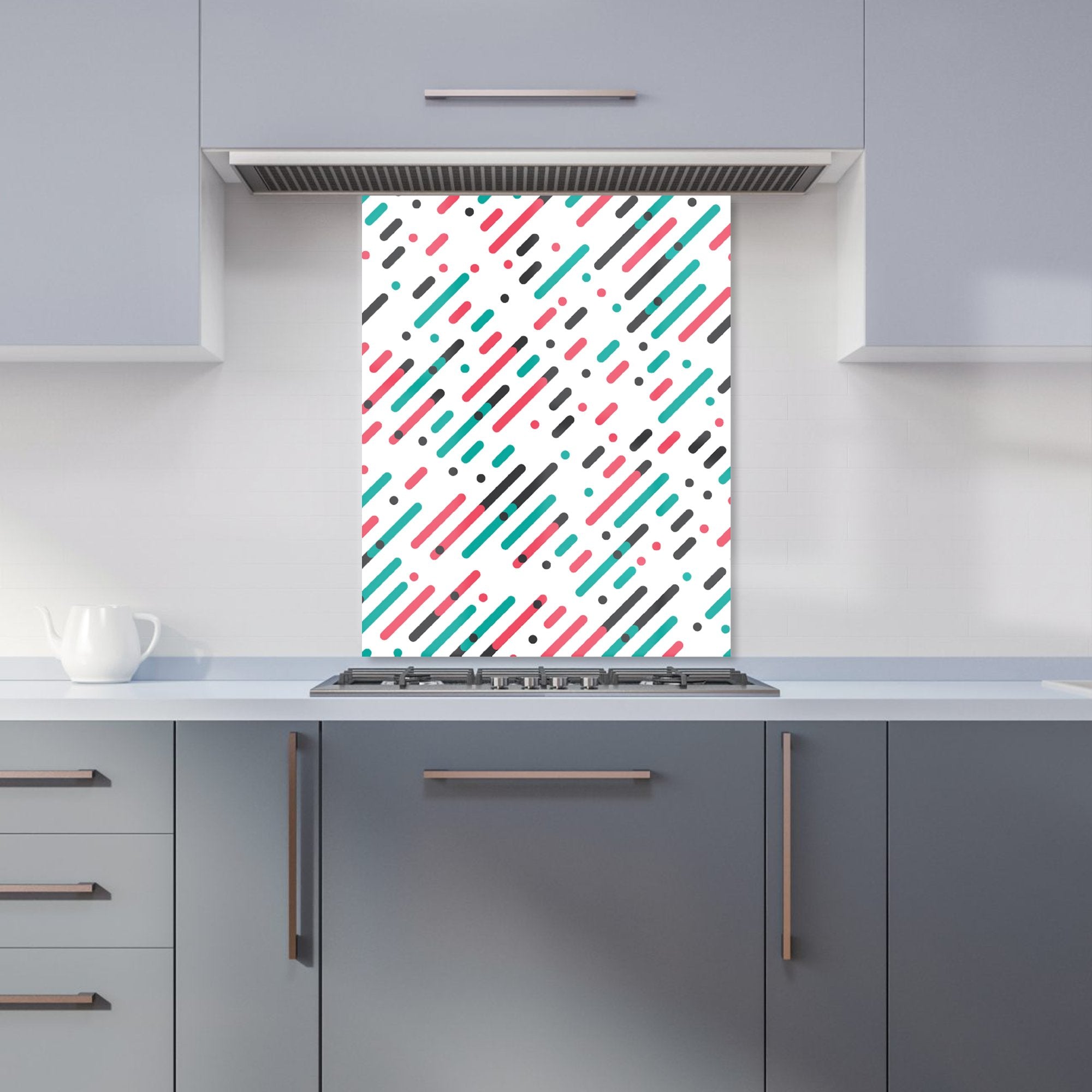 Overlapping Coloured Diagonal Lines Kitchen Splashback