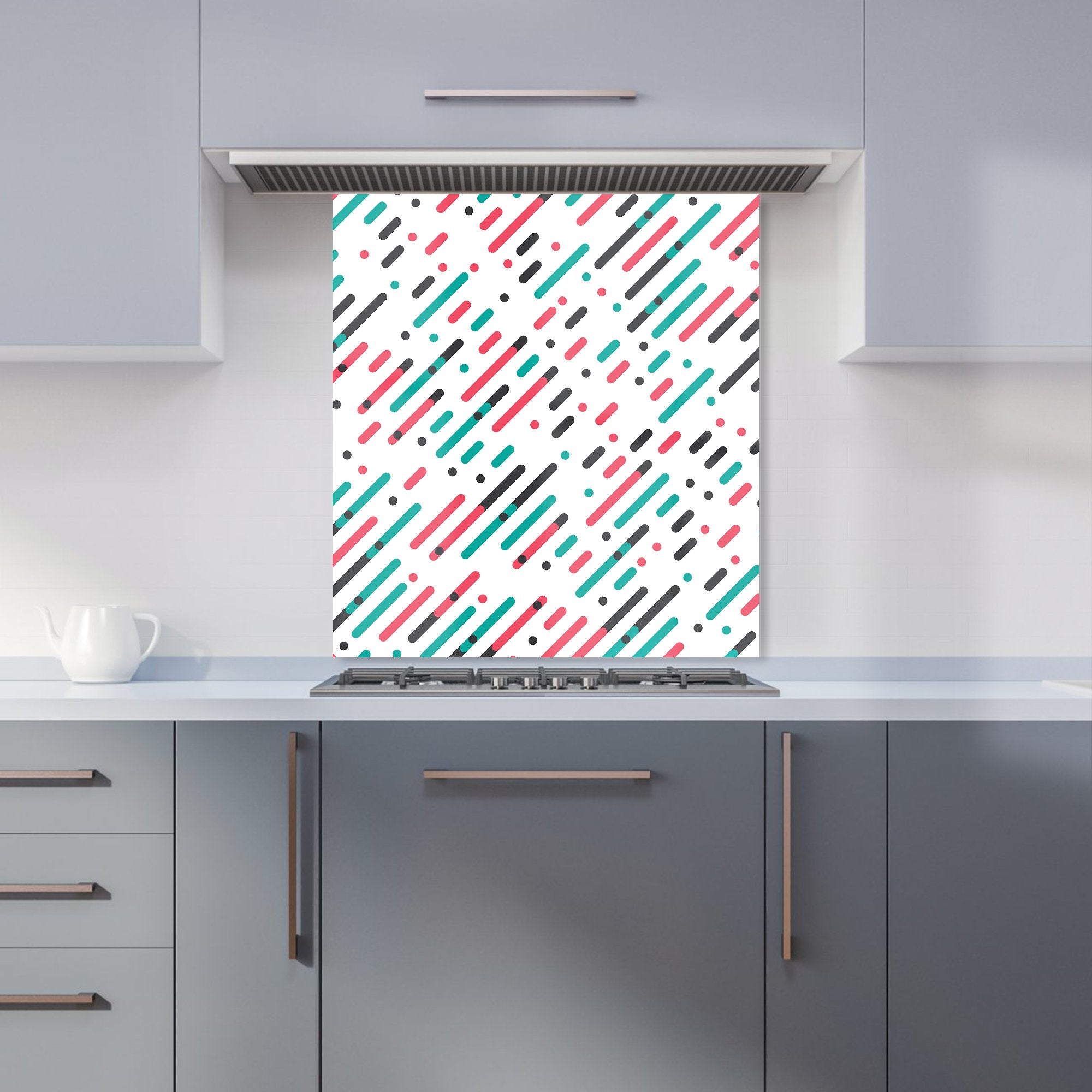 Overlapping Coloured Diagonal Lines Kitchen Splashback