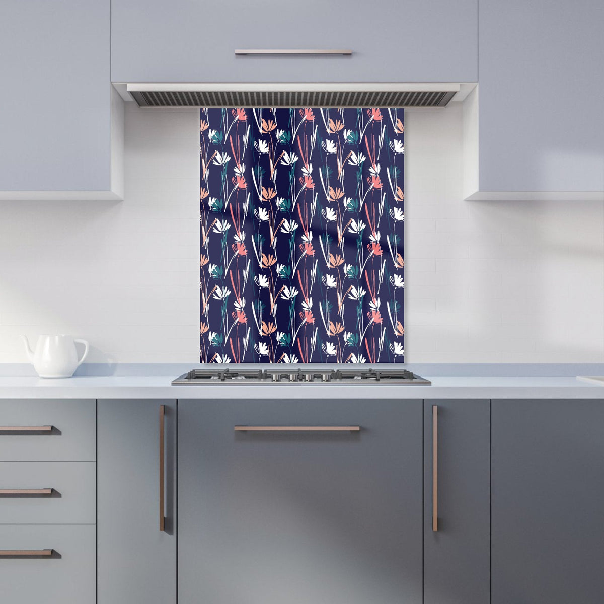 Hand Drawn Wild Flowers Kitchen Splashback