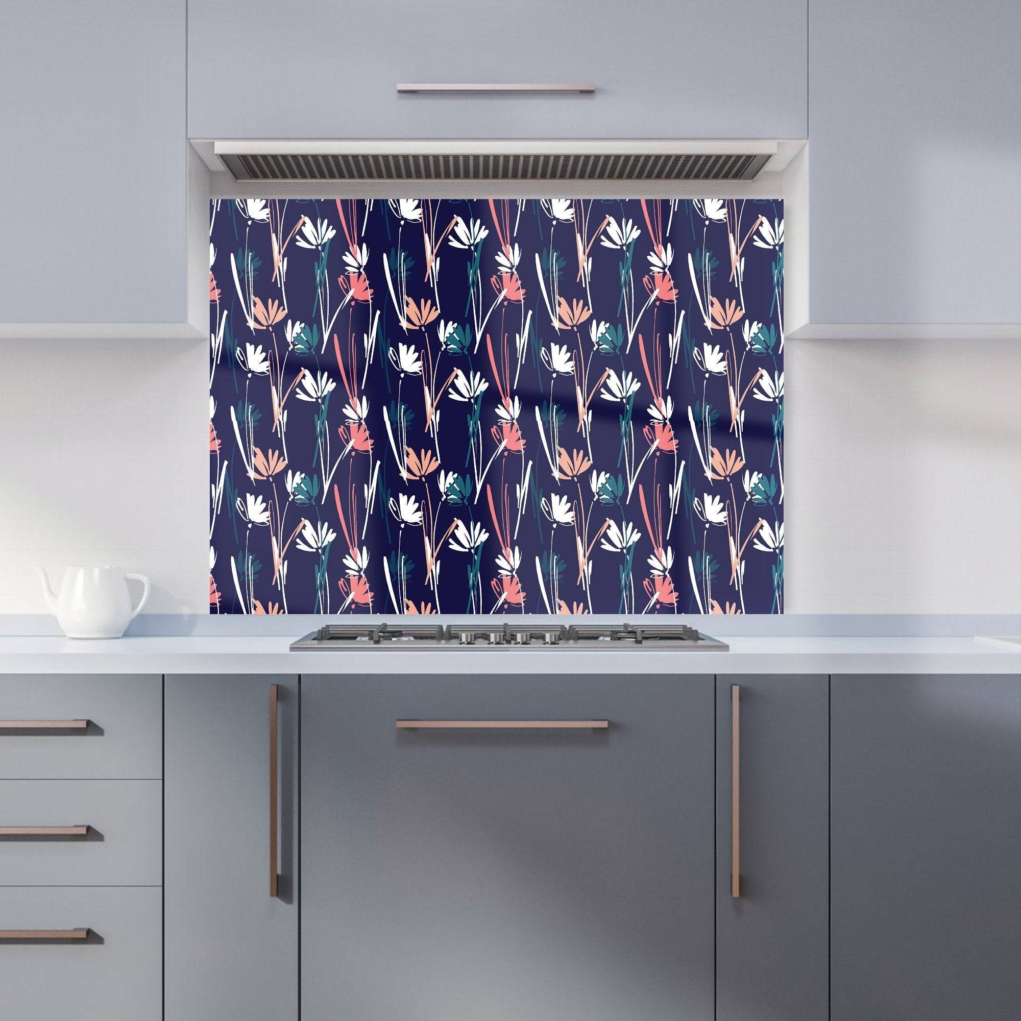 Hand Drawn Wild Flowers Kitchen Splashback