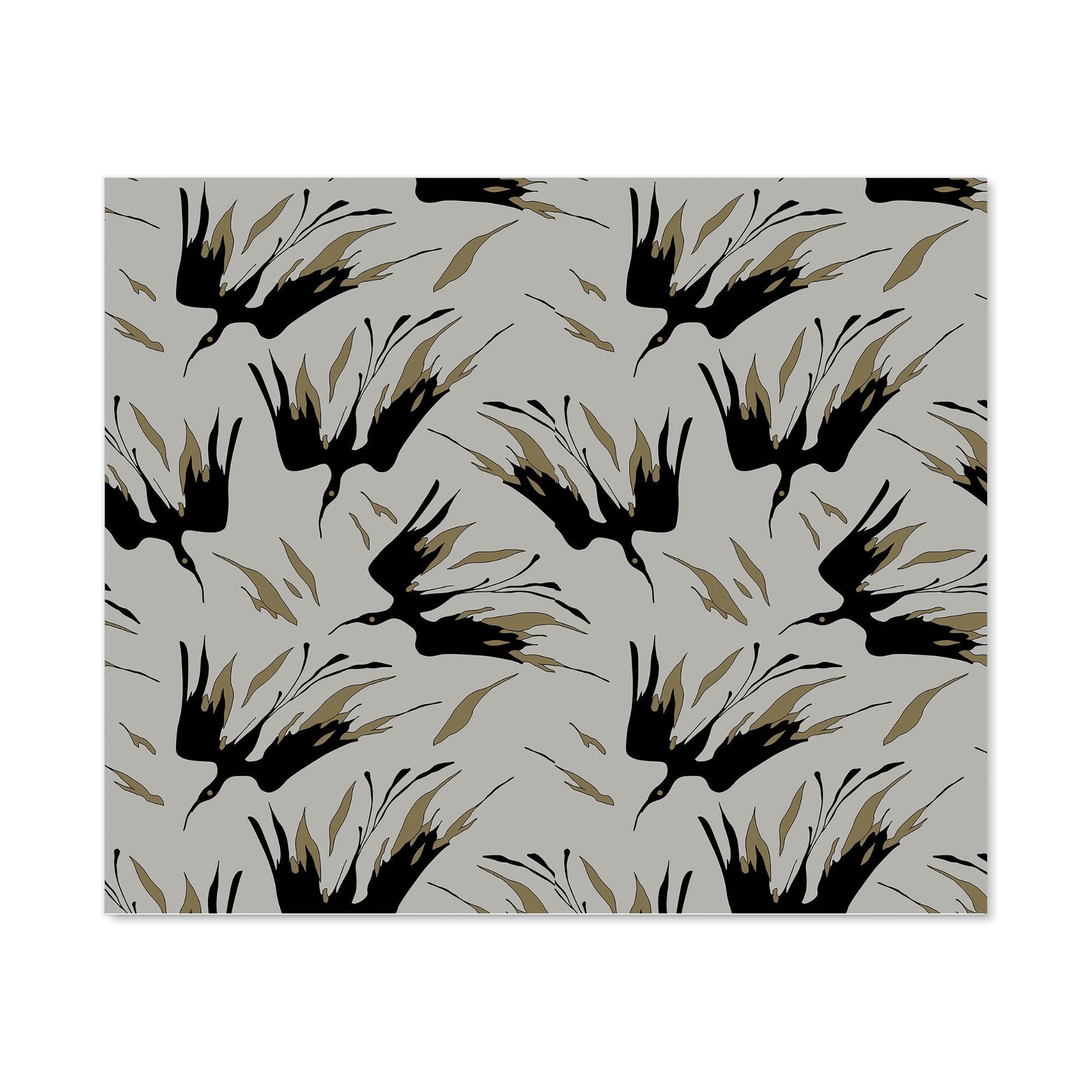 Black And Gold Fire Bird Silhouettes Kitchen Splashback