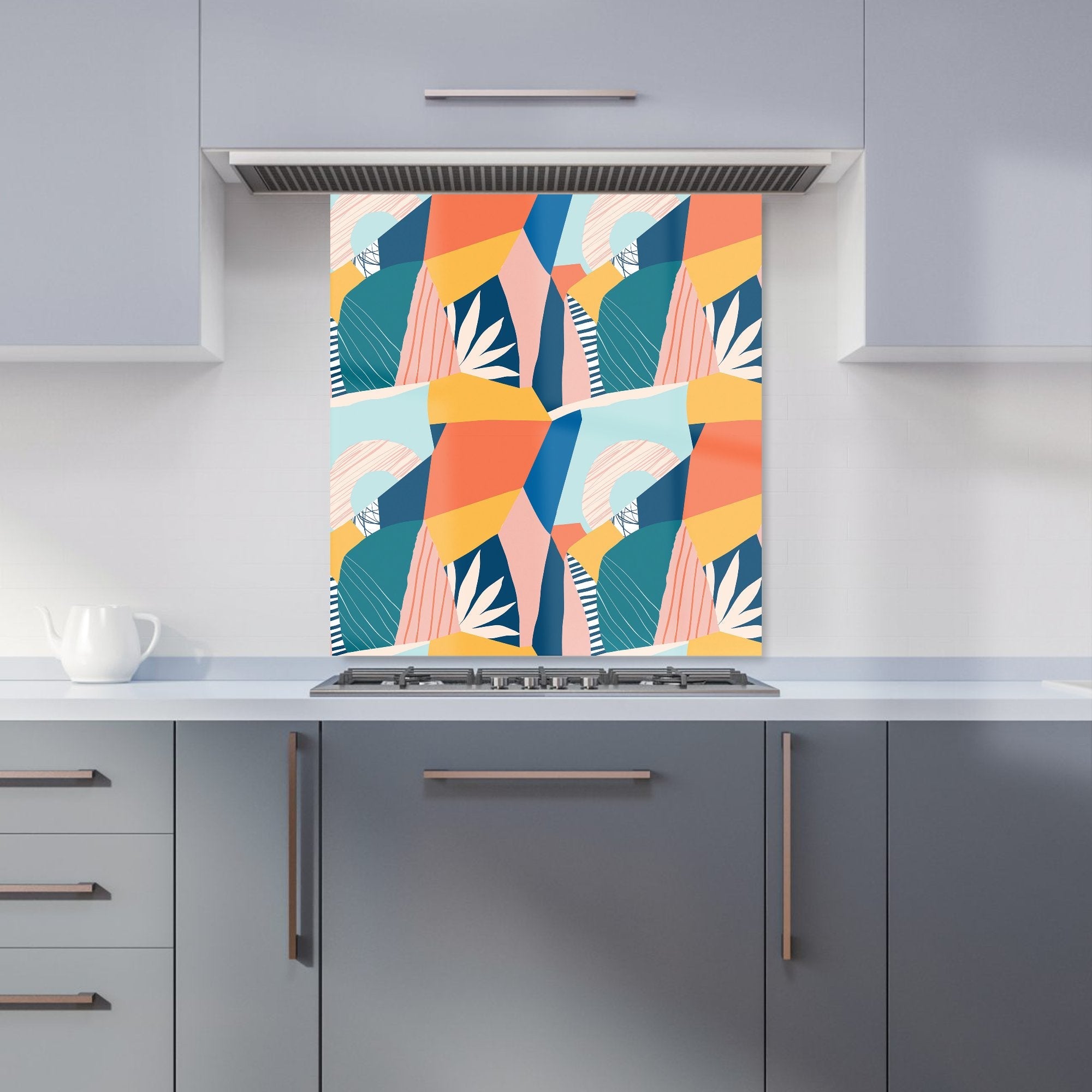 Modern Floral Pattern Kitchen Splashback