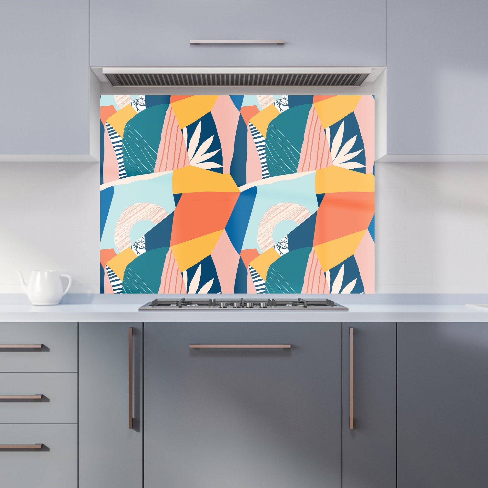 Modern Floral Pattern Kitchen Splashback