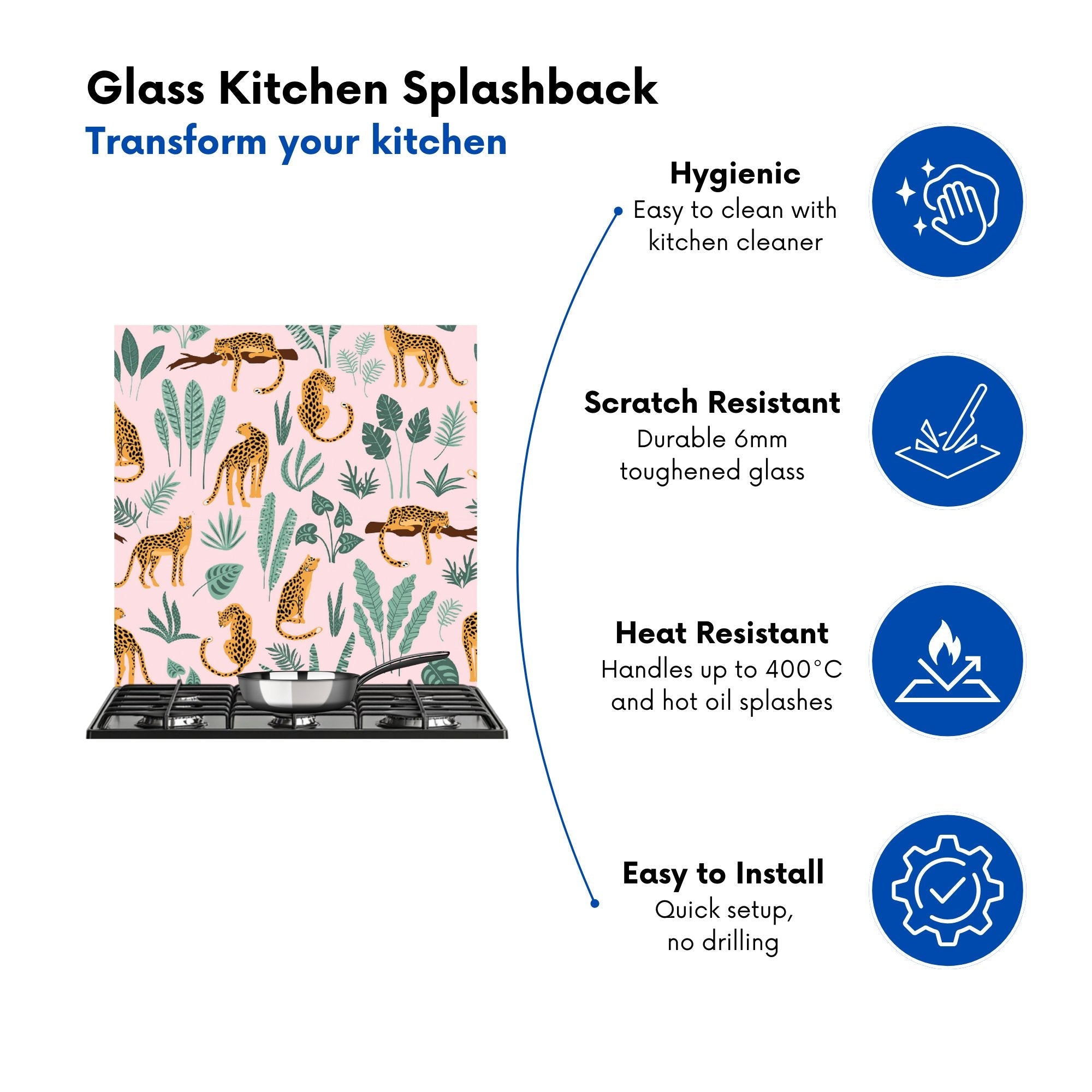 Hand Drawn Leopards Kitchen Splashback