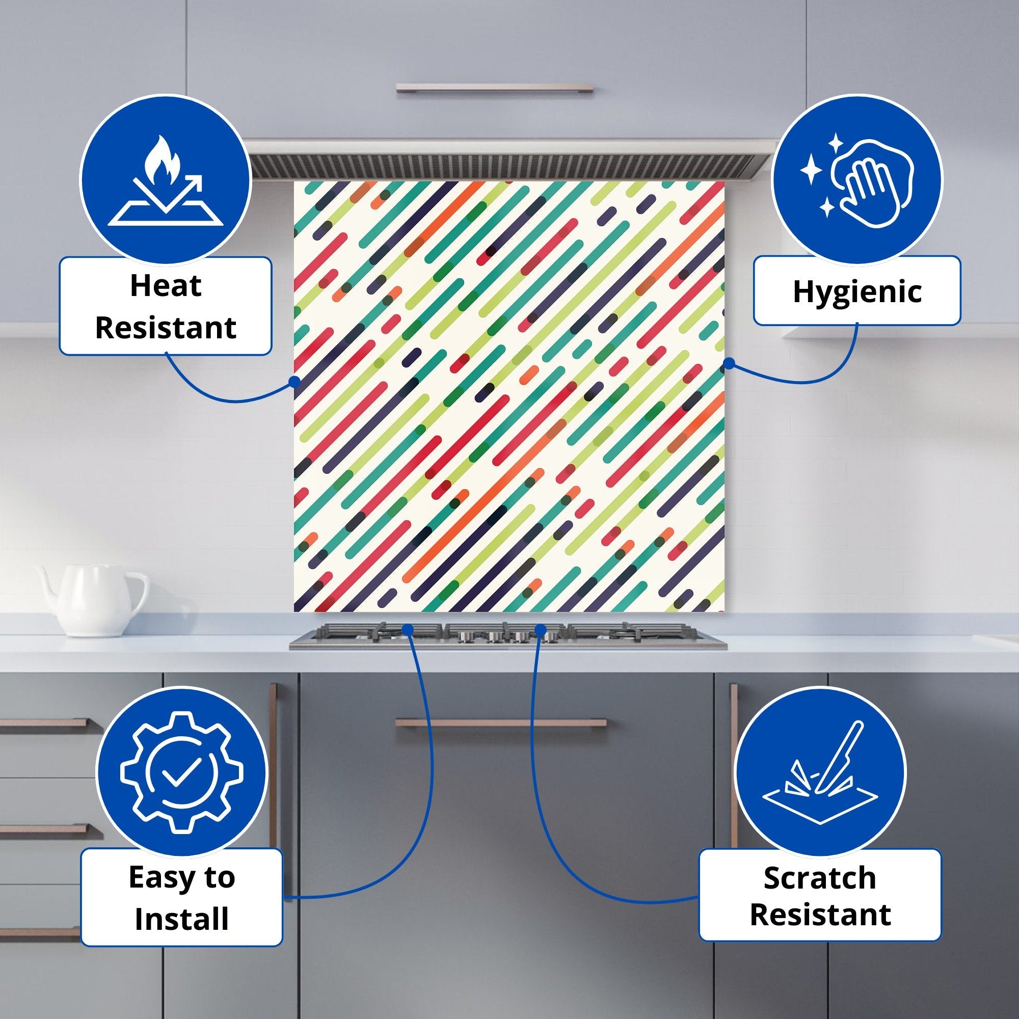 Coloured Diagonal Abstract Pattern Kitchen Splashback
