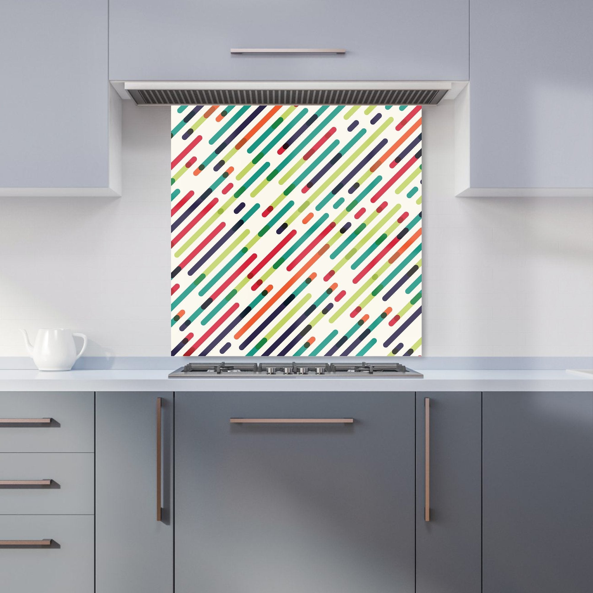Coloured Diagonal Abstract Pattern Kitchen Splashback
