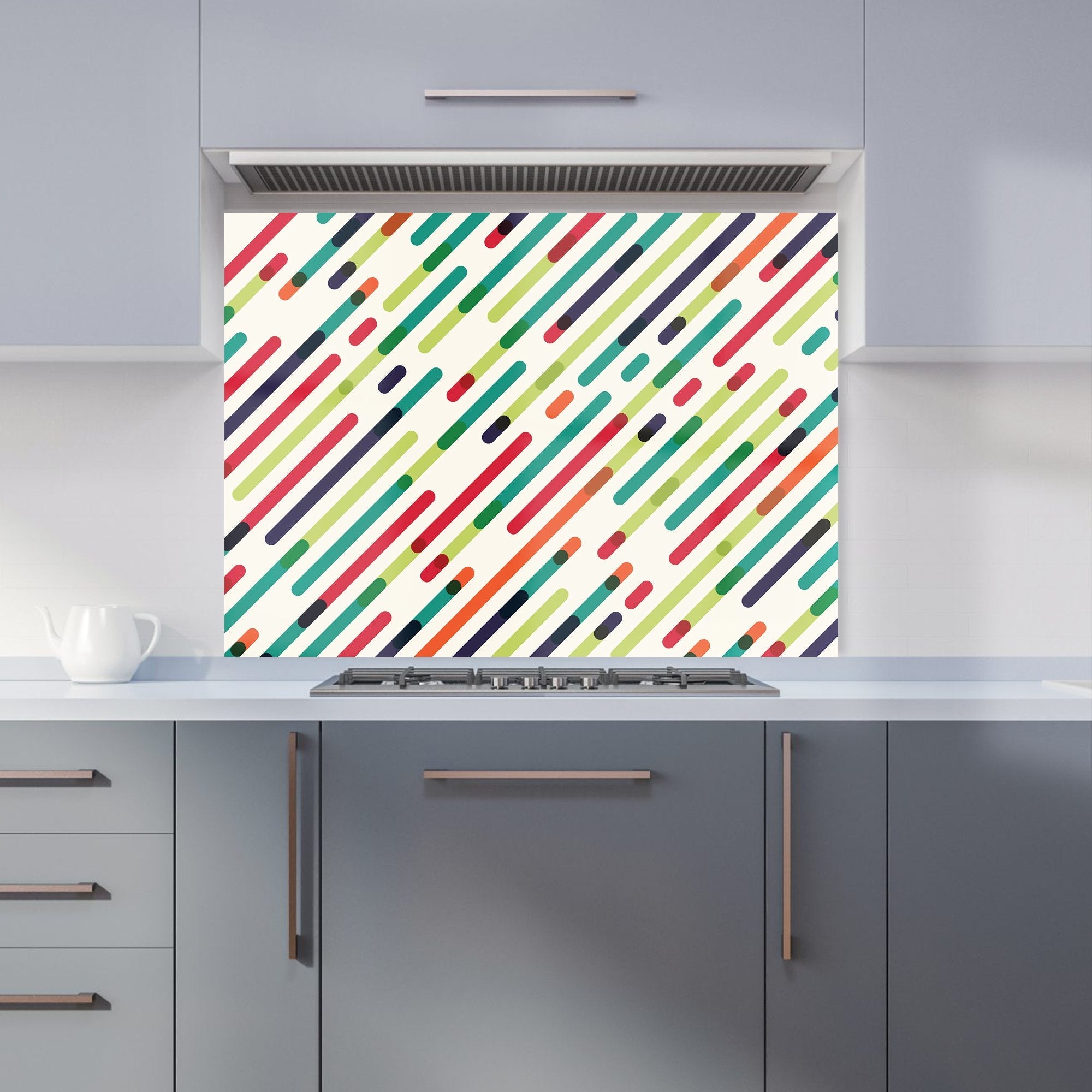 Coloured Diagonal Abstract Pattern Kitchen Splashback