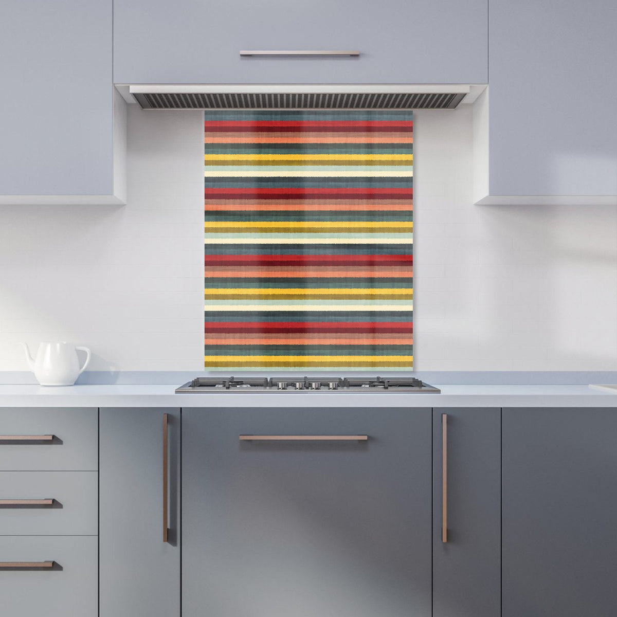 Multicolour Striped Brish Pattern Kitchen Splashback