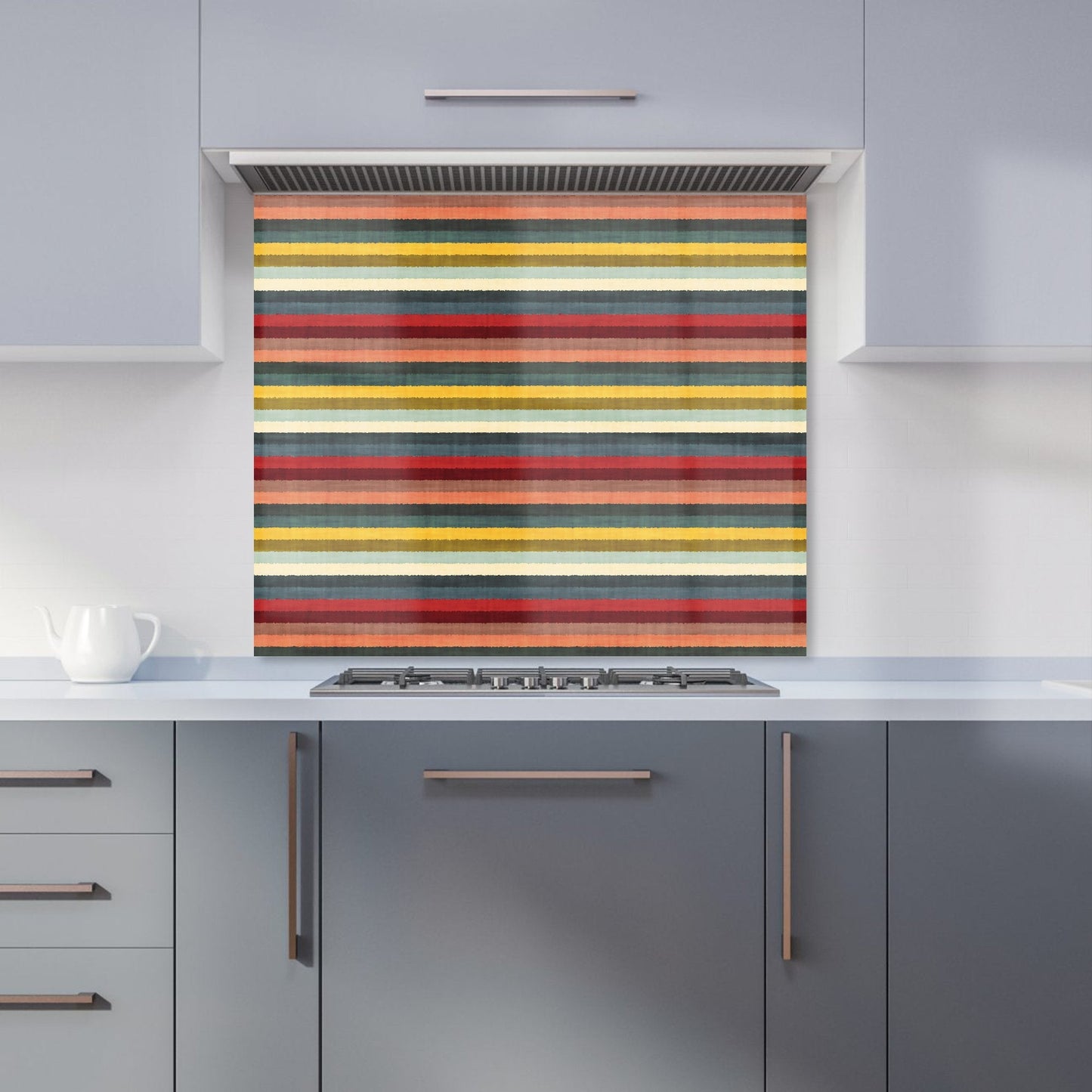 Multicolour Striped Brish Pattern Kitchen Splashback