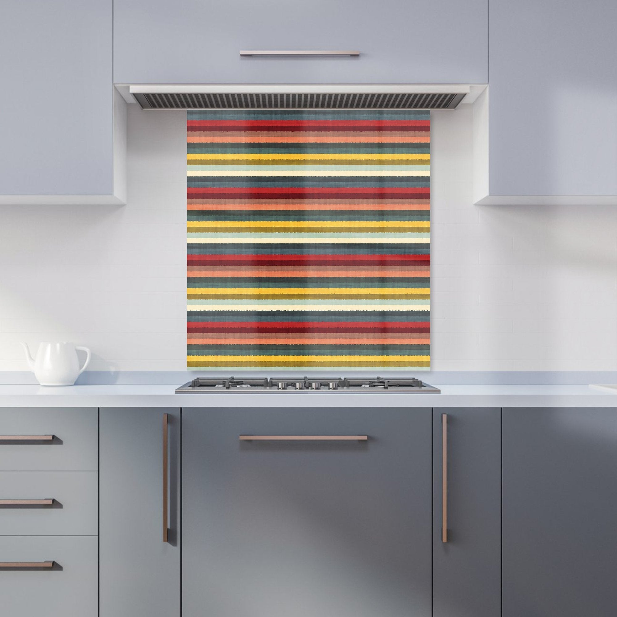 Multicolour Striped Brish Pattern Kitchen Splashback