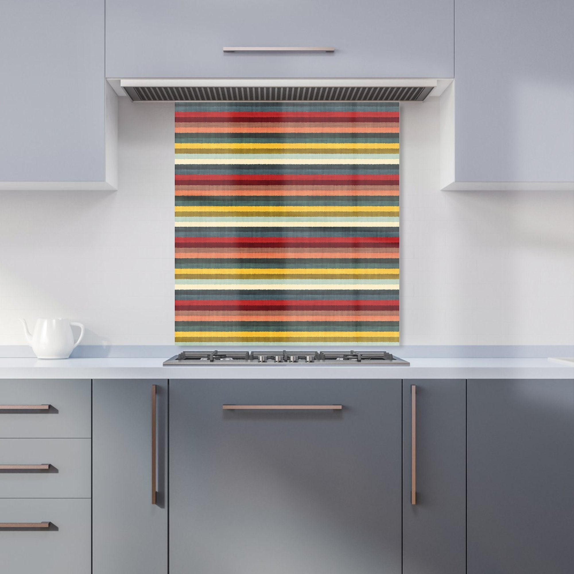 Multicolour Striped Brish Pattern Kitchen Splashback