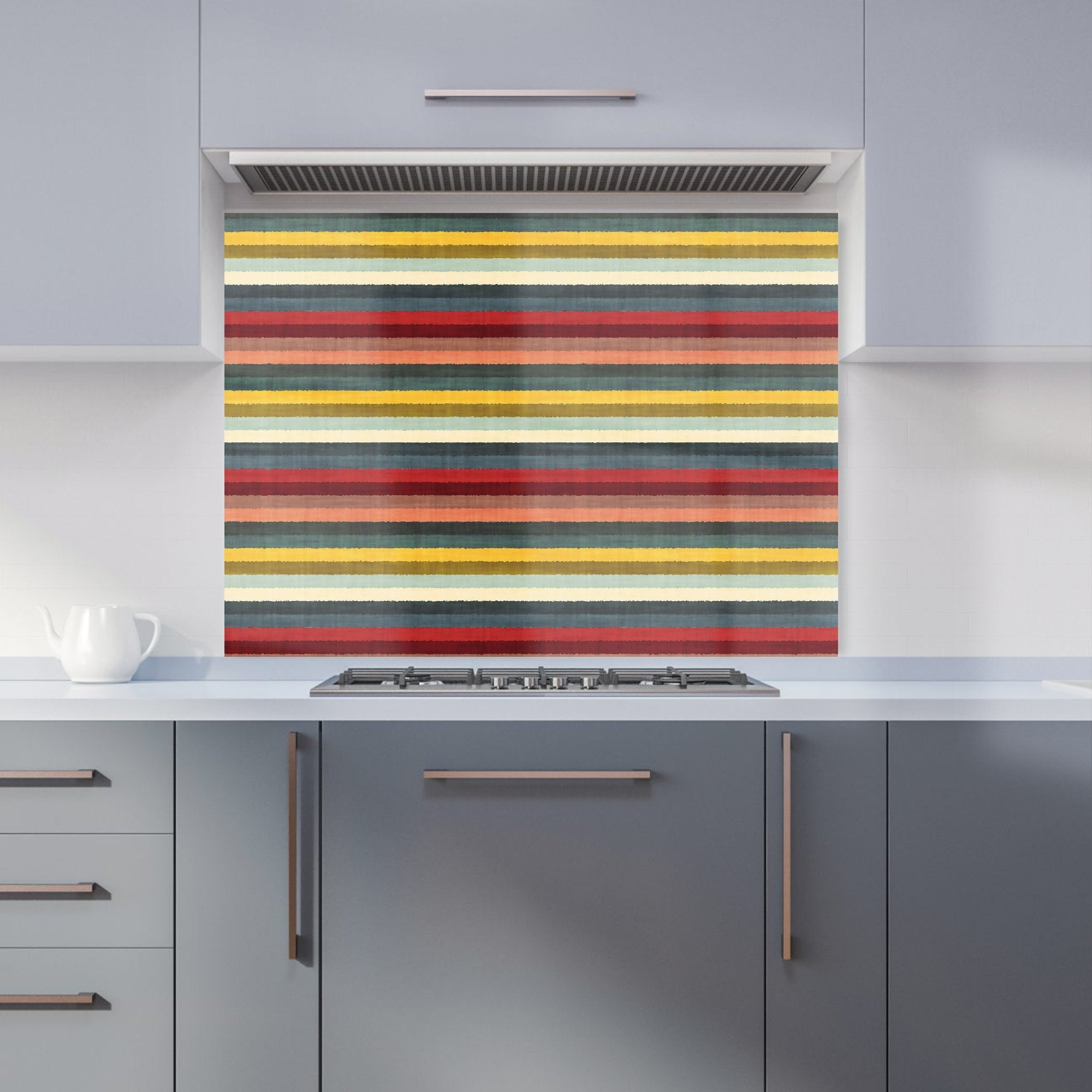 Multicolour Striped Brish Pattern Kitchen Splashback