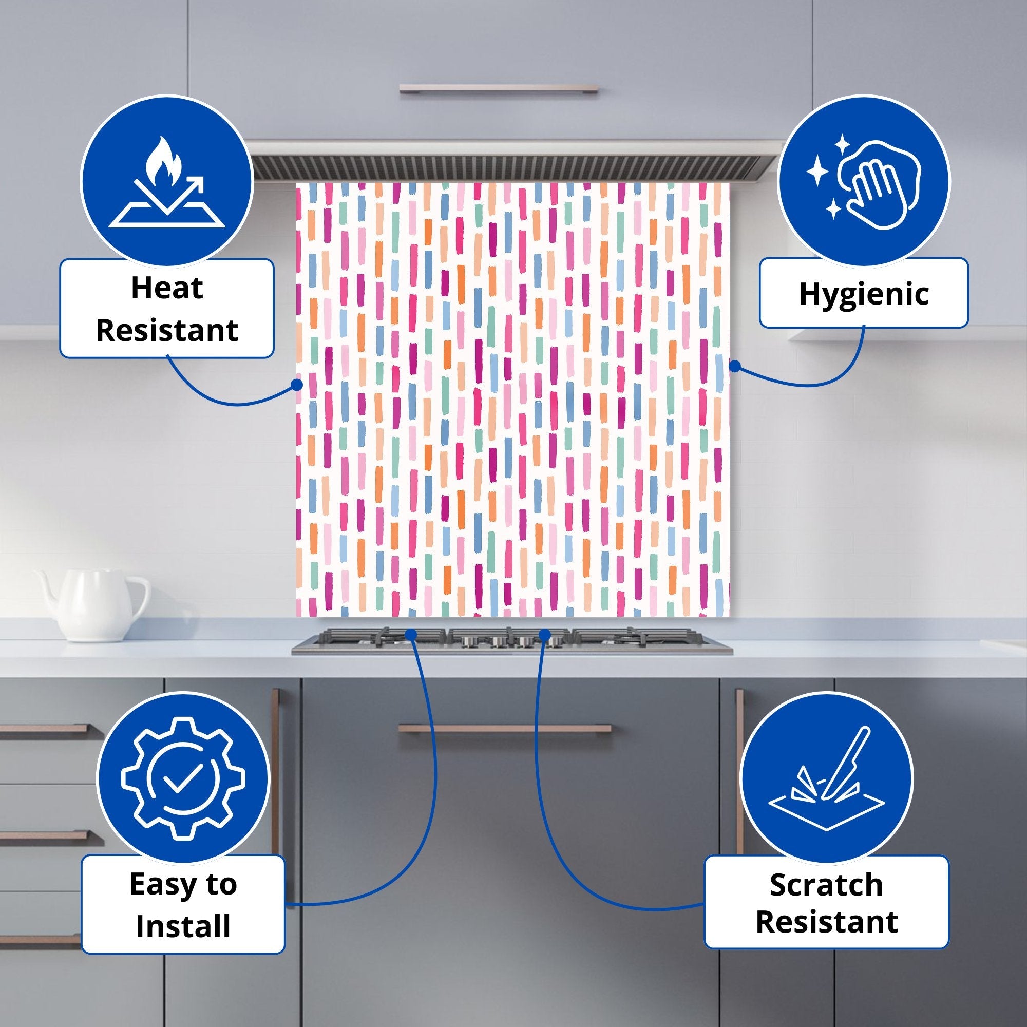 Vertical Abstract Brush Pattern Kitchen Splashback