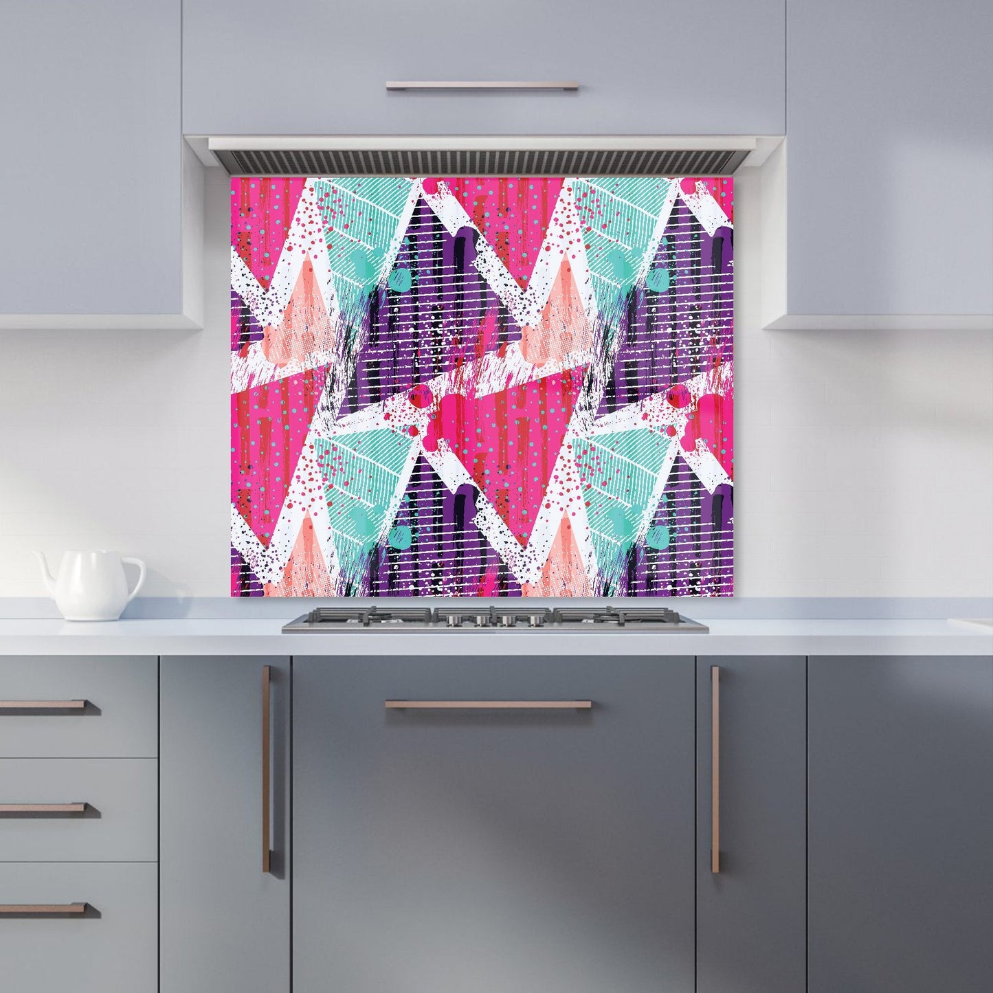 Shabby Geometric Pattern Kitchen Splashback