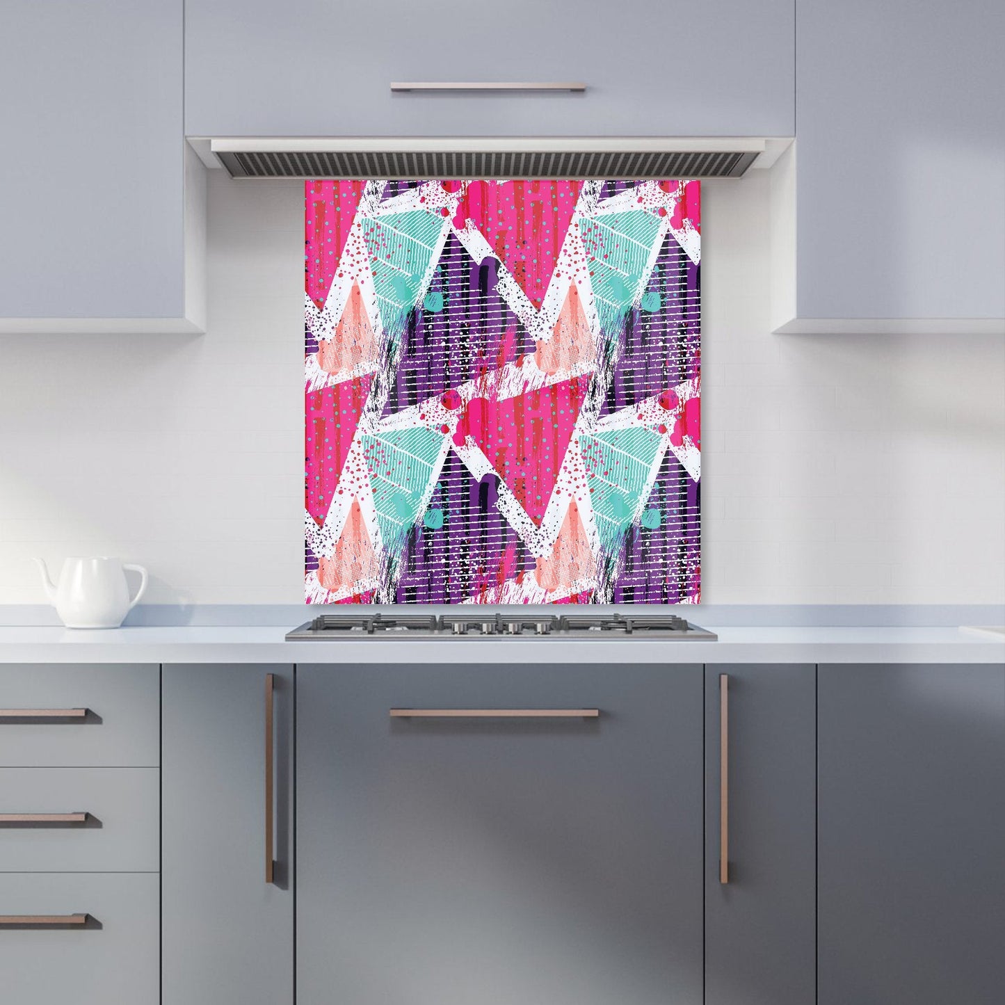 Shabby Geometric Pattern Kitchen Splashback