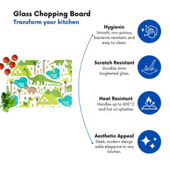 Baby Dinosaur Print Glass Chopping Board