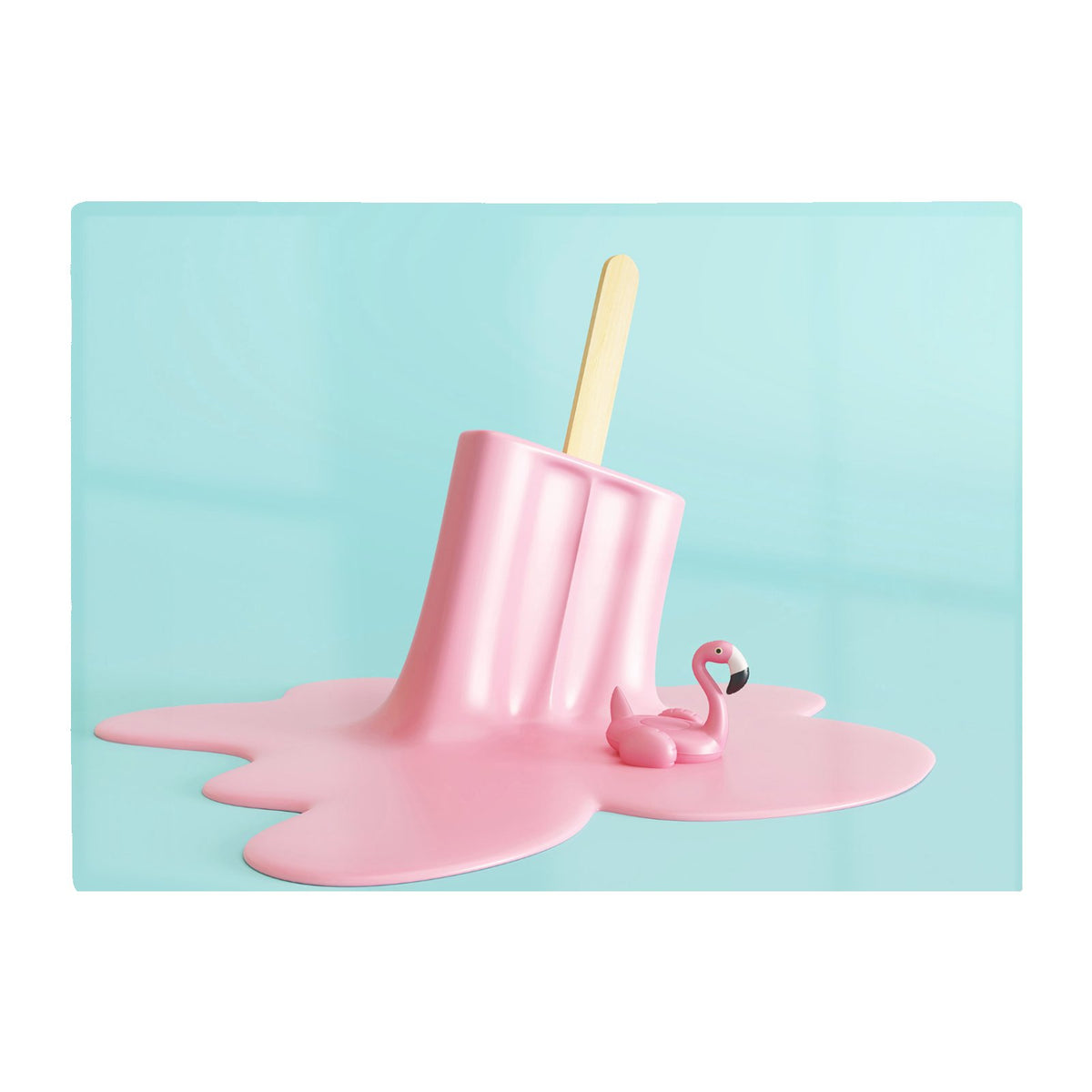 Flamingo Ice Cream Glass Chopping Board
