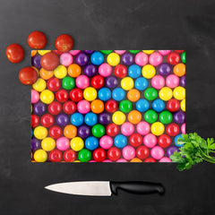 Brightly Colored Gum Balls Glass Chopping Board