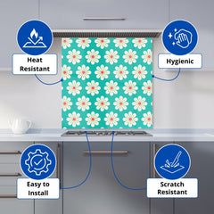 Daisy Pattern Kitchen Splashback
