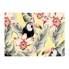 Toucans Orchids And Palm Leaves Glass Chopping Board