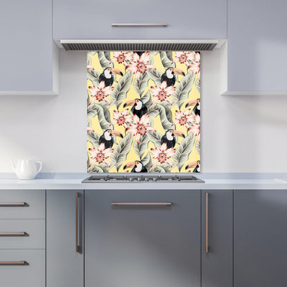 Toucans, Orchids And Palm Leaves Kitchen Splashback