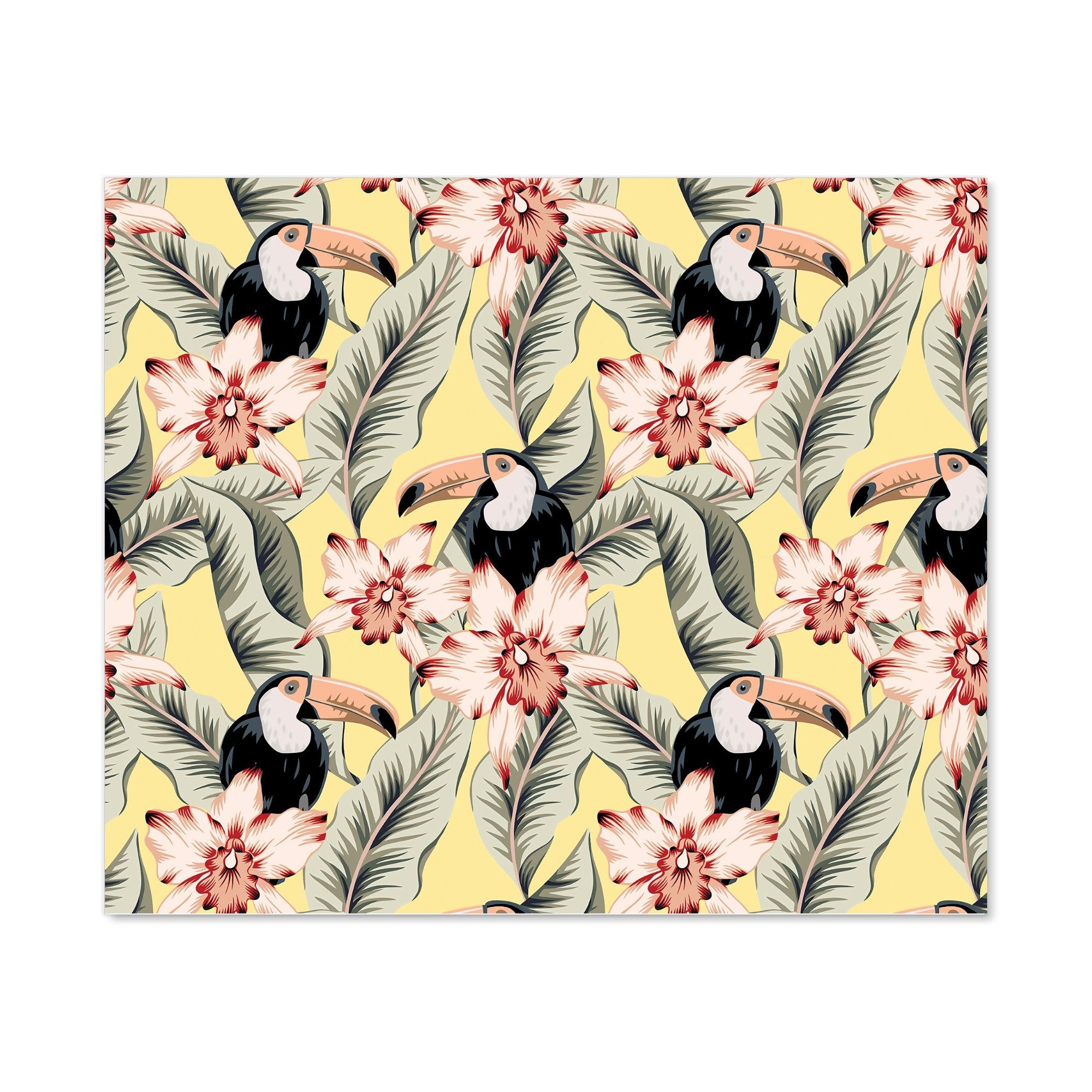 Toucans, Orchids And Palm Leaves Kitchen Splashback
