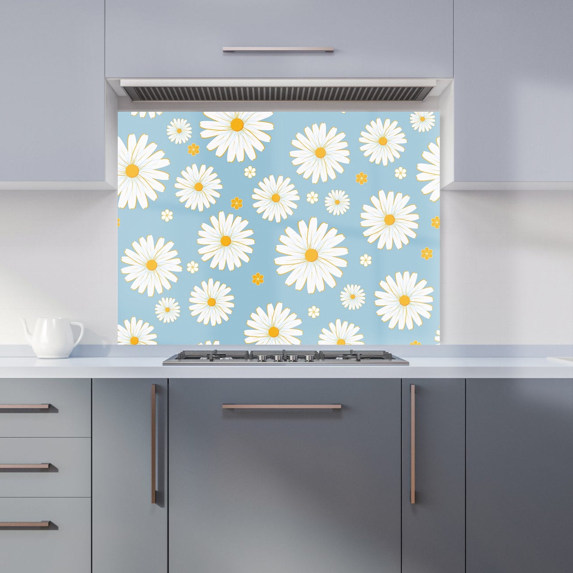 Summer Daisy Pattern Kitchen Splashback