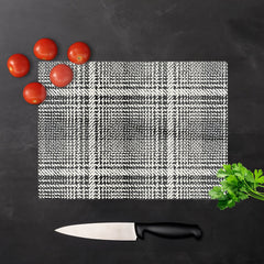 Monochrome Textured Checked Pattern Glass Chopping Board
