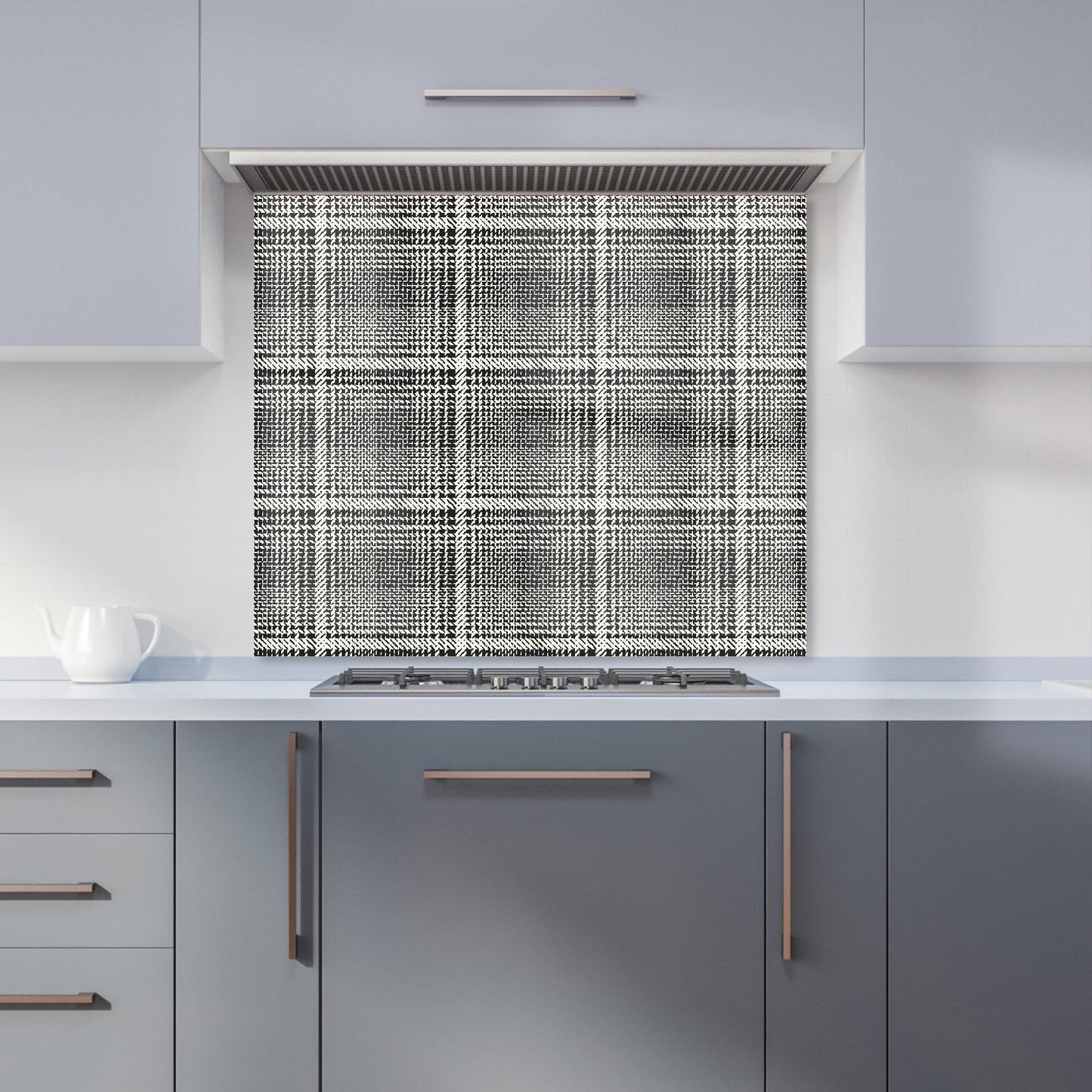 Monochrome Textured Checked Pattern Kitchen Splashback