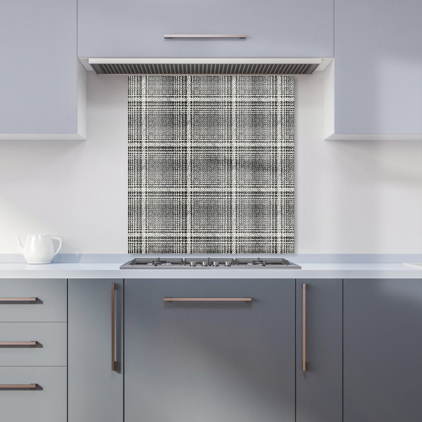 Monochrome Textured Checked Pattern Kitchen Splashback