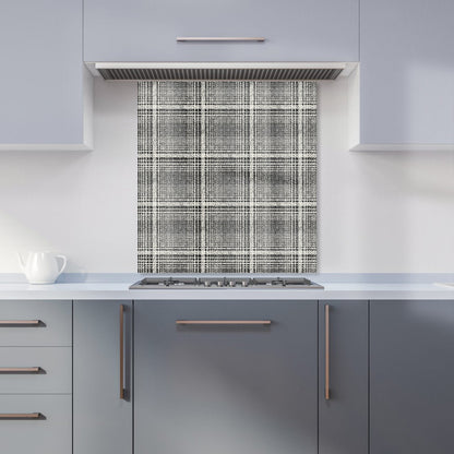 Monochrome Textured Checked Pattern Kitchen Splashback