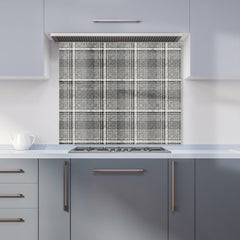 Monochrome Textured Checked Pattern Kitchen Splashback