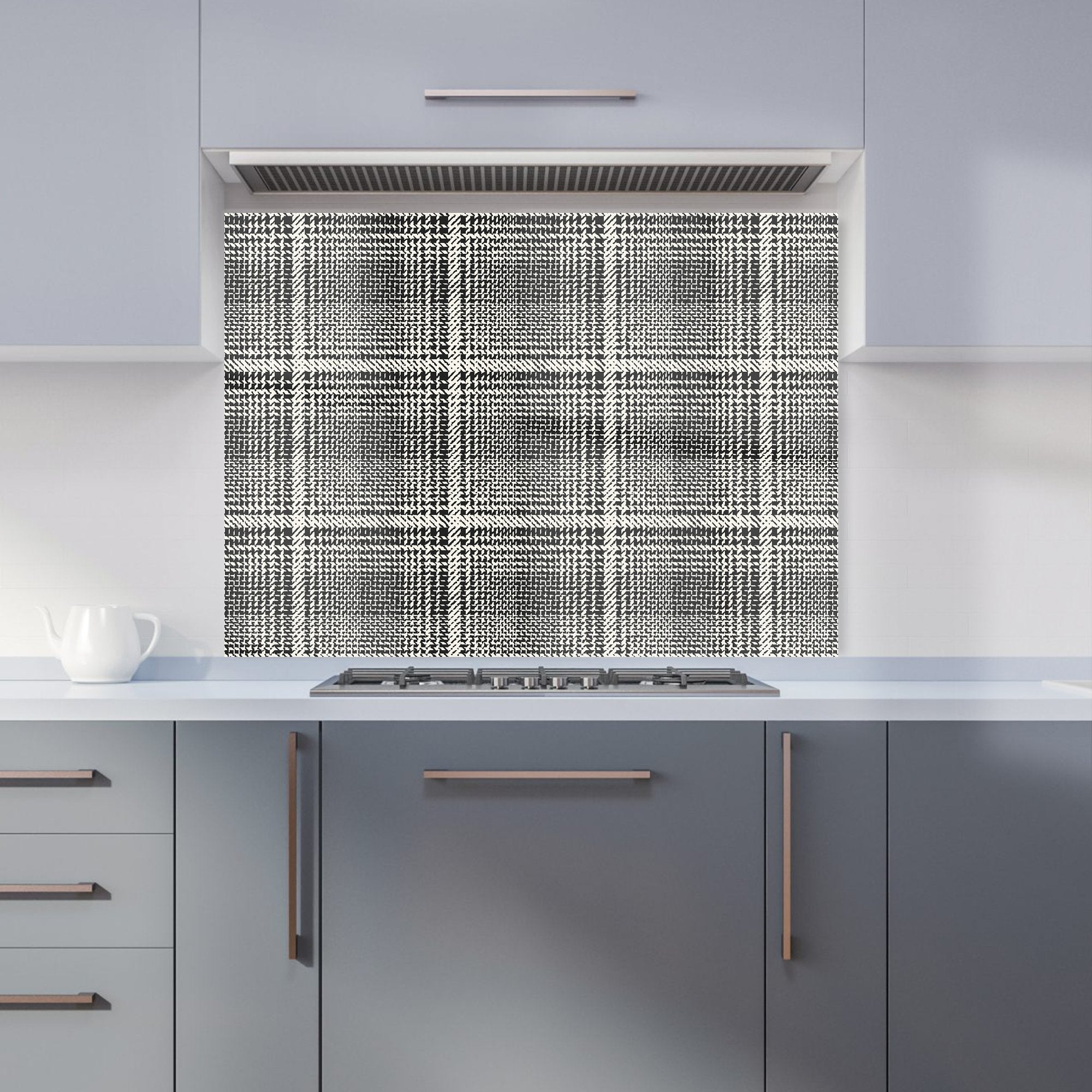 Monochrome Textured Checked Pattern Kitchen Splashback